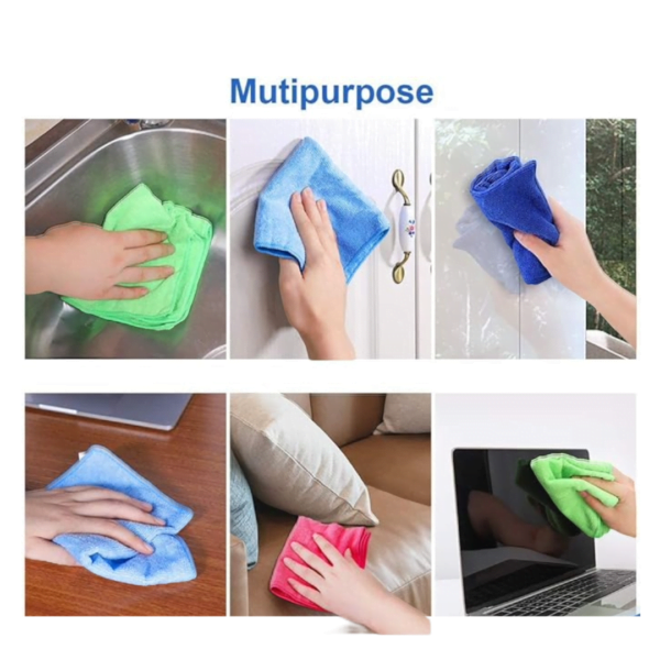 Multipurpose Microfiber Towel for Home & Kitchen Cleaning (Pack of 12, Multicolour) - Image 4