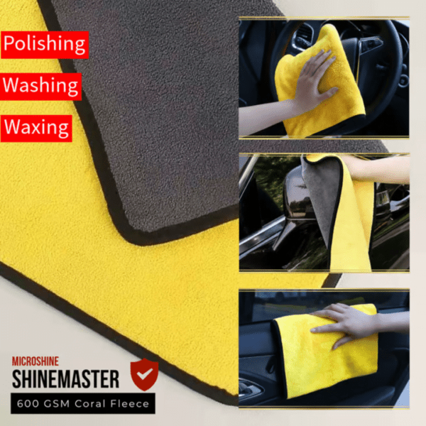 Shine Master Coral Duo 600: Coral Fleece Microfiber Cleaning Cloth for Car, Bike & Automobiles (Pack of 2, 60*40cm) - Image 7