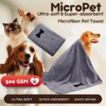 MicroPet: Ultra-Absorbent, Super Soft Microfiber Pet Towel for Dogs and Cats
