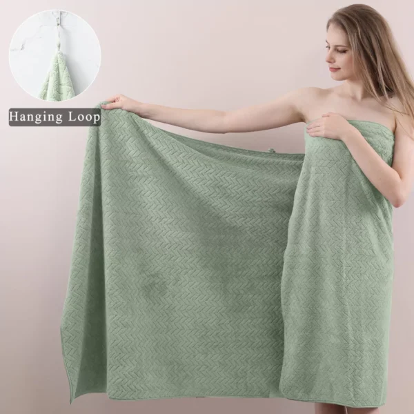 Microshine Microfiber 350GSM Bath Towel: Soft, Absorbent, Quick-Drying (Light Green) - Image 6