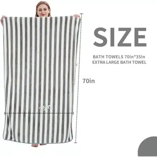 microfiber bath towel with grey stripes