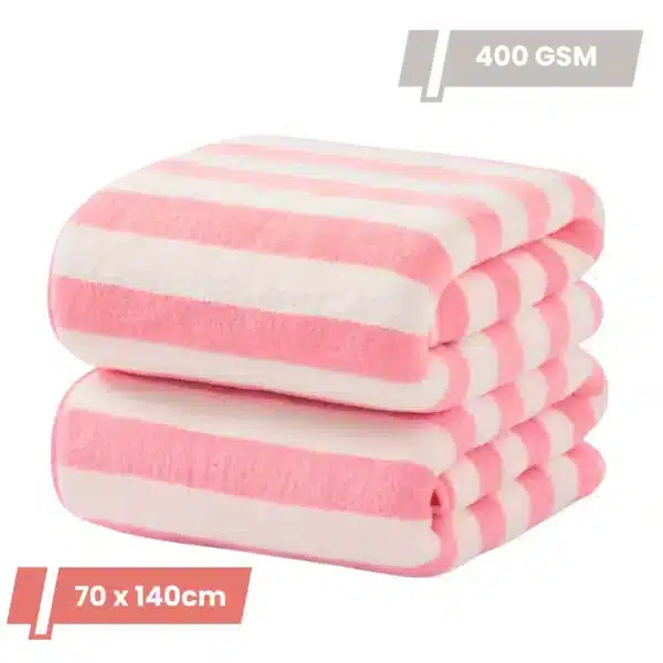 microfiber bath towel pink stripes