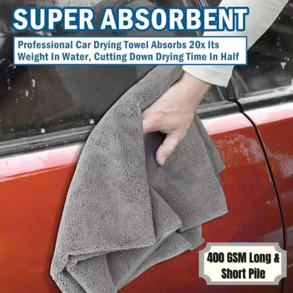 car washing microfiber cloth 400 gsm long, short pile