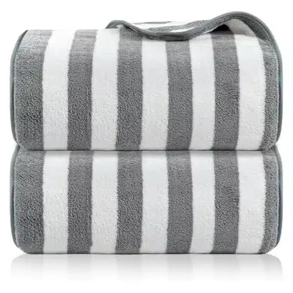 microfiber bath towel with grey stripes