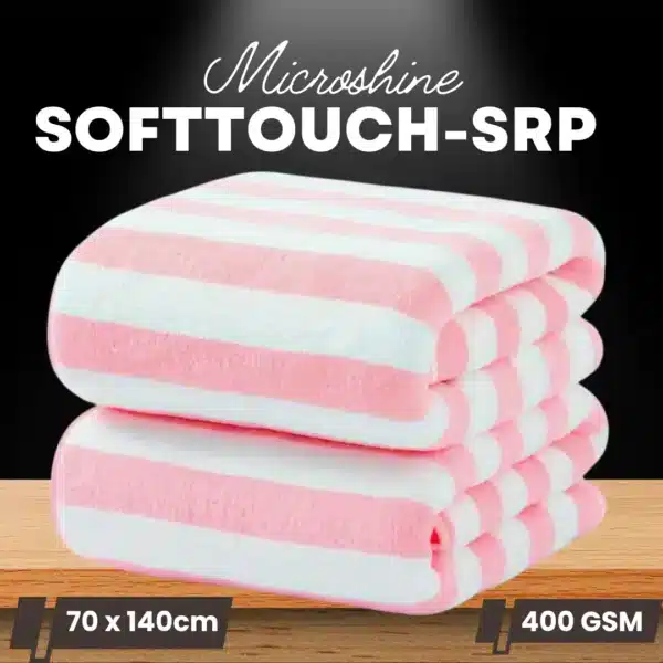 microfiber bath towel pink stripes