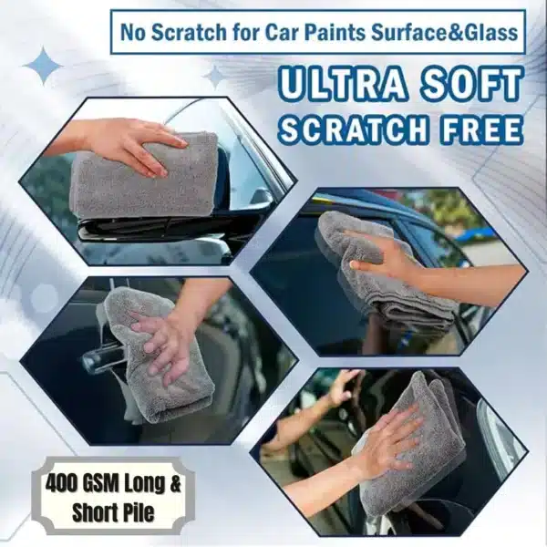 car washing microfiber cloth 400 gsm long, short pile