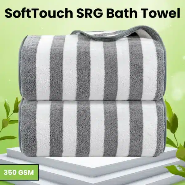 microfiber bath towel with grey stripes