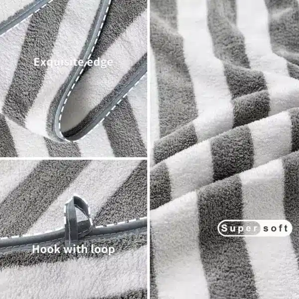 microfiber bath towel with grey stripes