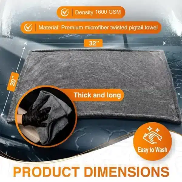 Microshine 1600 GSM Microfiber Car Cloth – The Ultimate Tool for Car Drying and Auto Detailing (Pack of 1, Grey) - Image 5