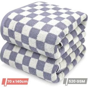 checkered microfiber bath towels set