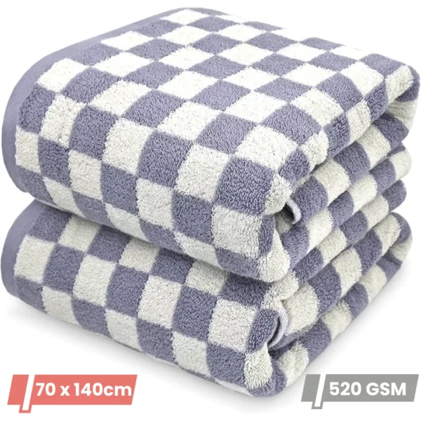 checkered microfiber bath towels set