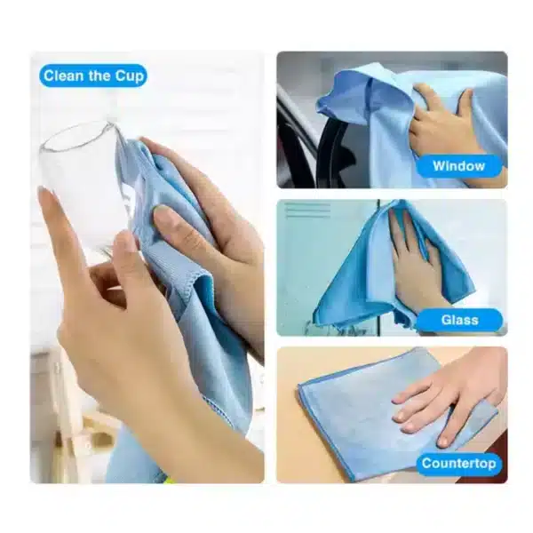 Glass Cleaning Cloths 3-Pack | Lint-Free, Streak-Free Microfiber Glass Cloths for Windows, Mirrors, Chrome, Kitchen, Car, Home & Office - Image 4