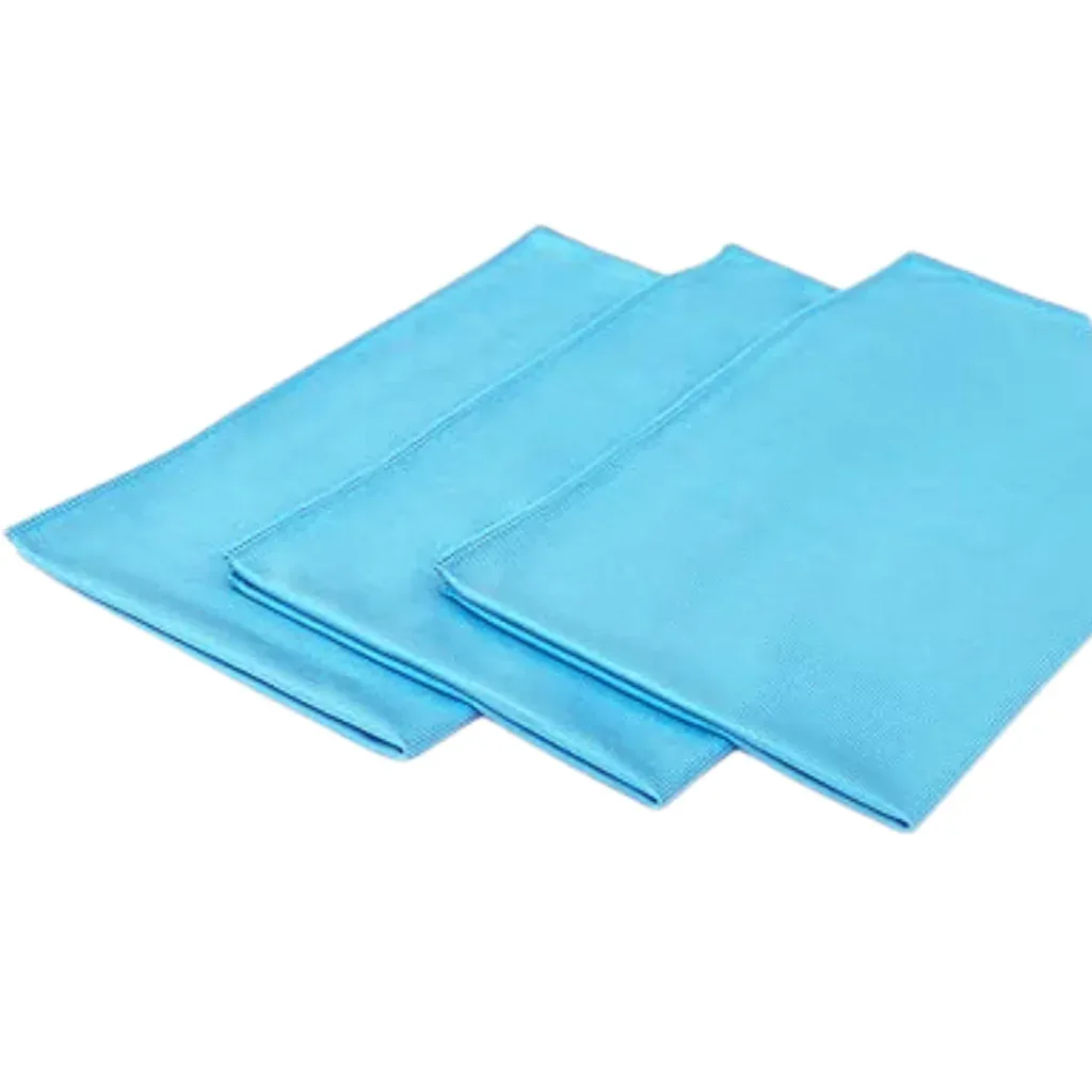 Glass Cloths 3 Glass Cleaning Cloths 3-Pack (Blue, 40x40cm) - Streak-Free Lint-Free Microfiber Wipes for Windows, Mirrors, Chrome & Stainless Steel Appliances
